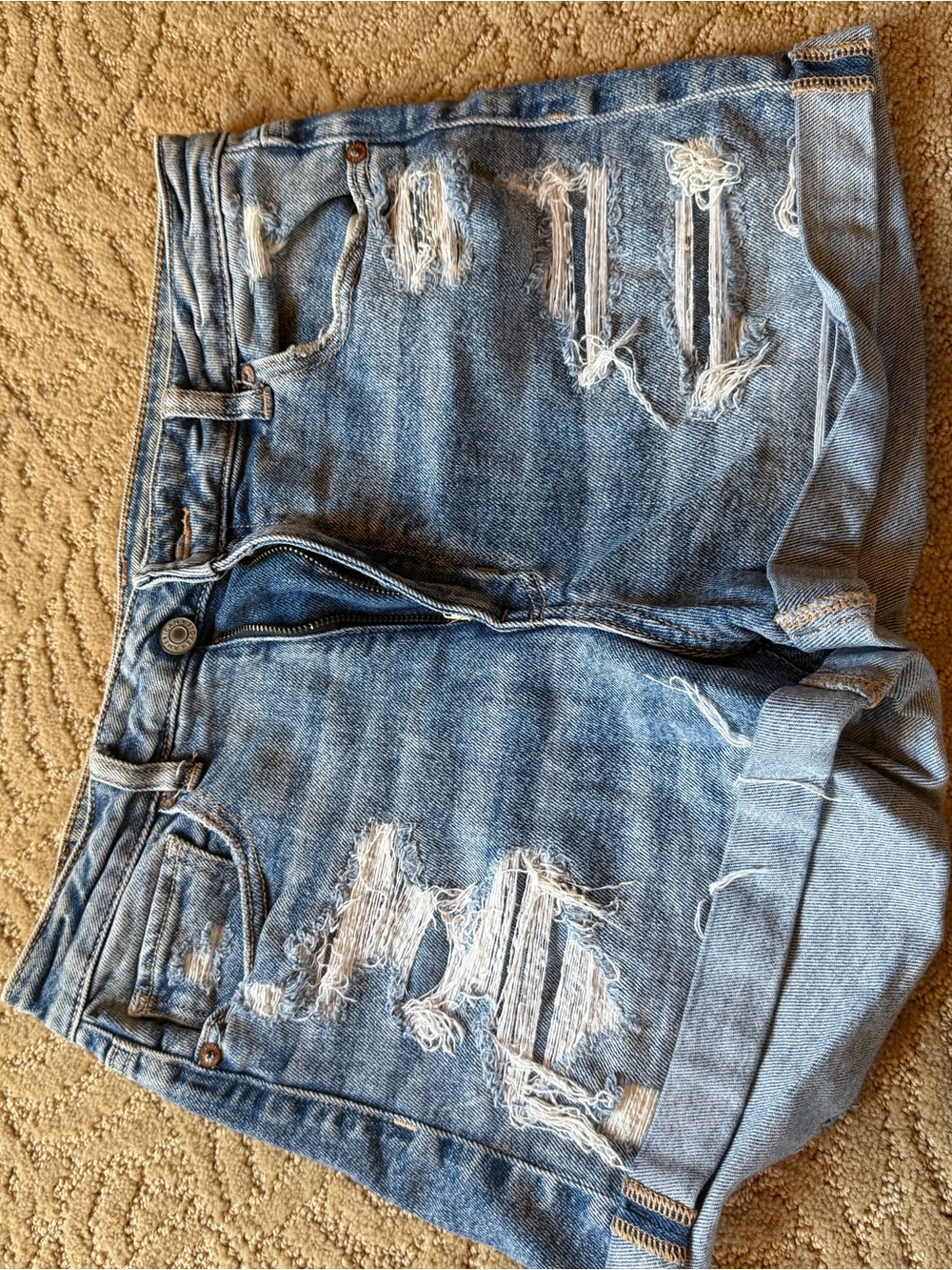 American Eagle Outfitters Distressed Light Blue Denim Shorts